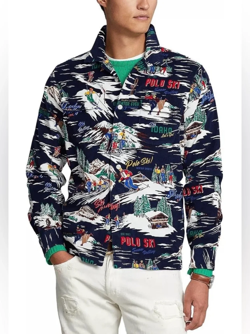 Polo Ralph Lauren Men's Classic Fit Ski Print Corduroy Shirt